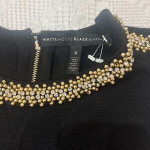 White House Black Market Black Beaded Top Size M